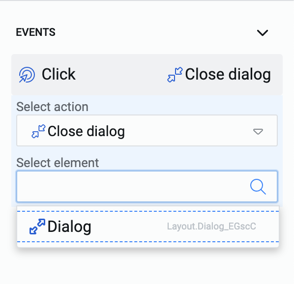 Image showing close dialog action settings